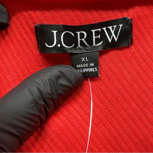 J.Crew One Shoulder Ruffle Top Ribbed Red Orange XL NWT Summer Date Night - Picture 6 of 7